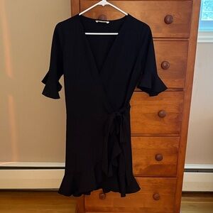 Elodie Black Ruffle Sleeve Mini Dress